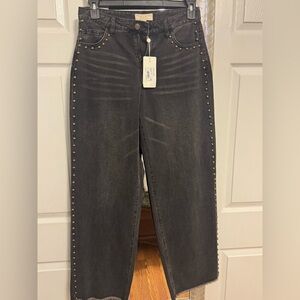 Chelsea & Violet Black Studded Flare Jeans